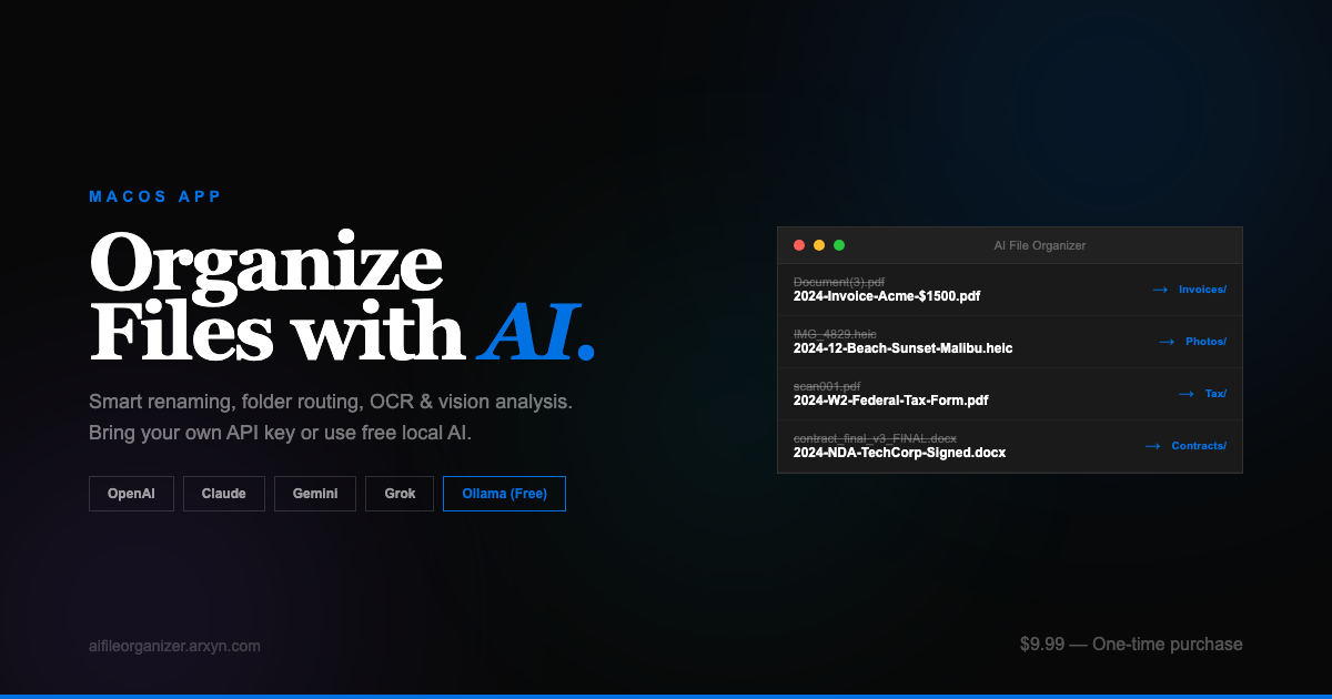 AI File Organizer — Organize Files with AI on Mac | Arxyn